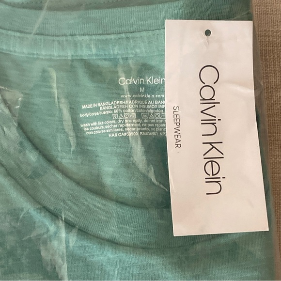 Calvin Klein Men’s Slub Jersey Logo Sleepwear Tee Beryl Green T-Shirt - Picture 8 of 15